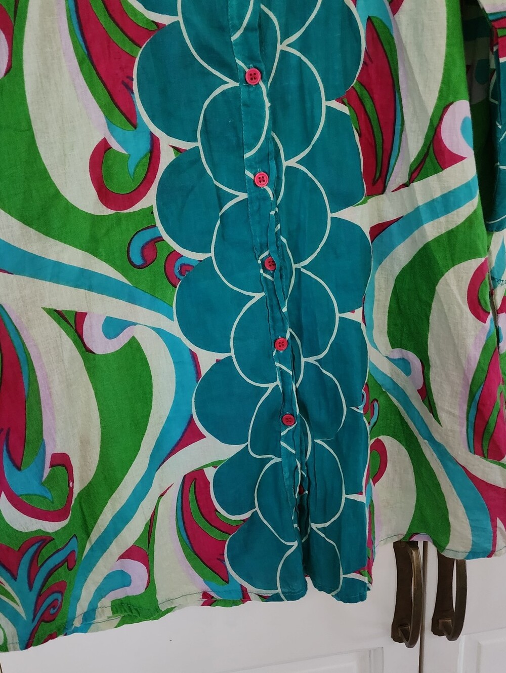 Women's Teal Floral Shirt Dress Wyth stunning beaded floral embellishments - Picture 6 of 7